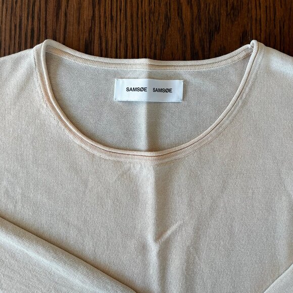 Samsoe Samsoe Kally O-Neck Cream Light Knit Long Sleeve Sweater Small - Picture 3 of 7